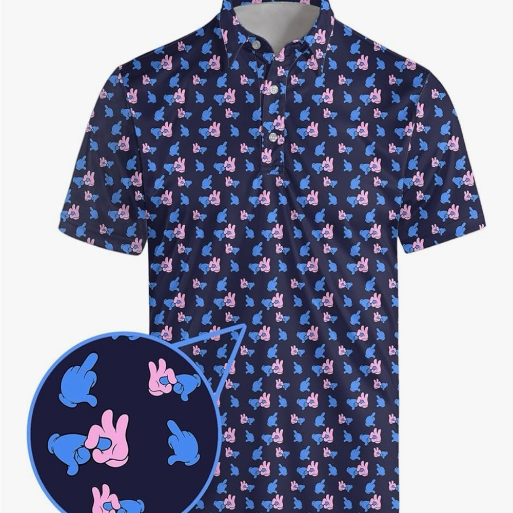 Men's Funny Blue and Pink Graphic Shirt